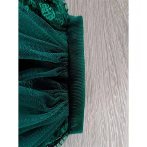 Dark green sequin lace trim fabric, exquisite mesh embroidery design for bridal wedding veil.
