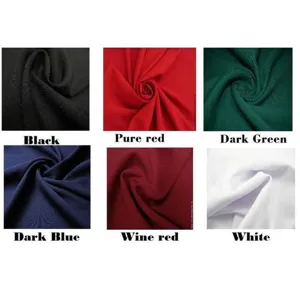 Solid color fabric swatches in black red green blue and white for medieval cloak costume.
