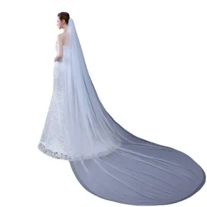Lange bruidssluis kathedraal lengte witte mesh cape voor bruidsfotografie kleding.