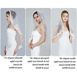 Bridal veil details featuring three lengths: 41, 36, and 28 inches with delicate lace.