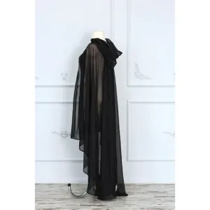 Women Hooded Mesh Cape Cloak Long Transparent Tulle Veil Wedding Halloween Christmas Cosplay Party Stage Performance Outerwear