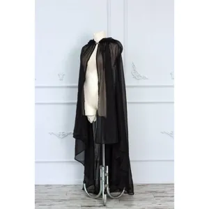 Black hooded mesh cape cloak for Halloween bridal cosplay party stage performance costume