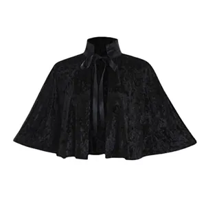 Black velvet short cape shawl stand collar cloak for women vintage qipao outerwear