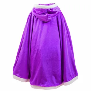Girls purple velvet hooded cloak winter warm cape dress up costume for kids holiday party