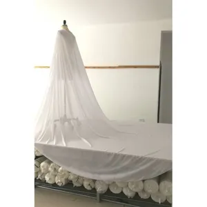 Elegant white long hooded chiffon cape cloak for photography stage train wedding gown