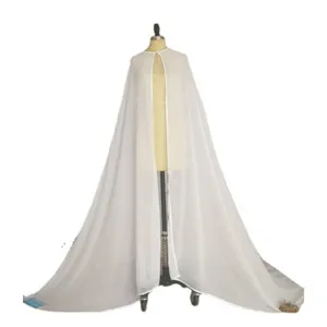 Elegant white chiffon long cape women floor length wedding cloak photography prop