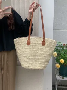 Grosse Kapazitaet Strohgewebe Shopper fuer Damen, sommerliche Strand Umhaengetasche.