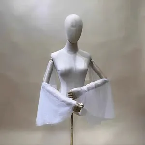 Korean Style Solid Color Mesh Detachable Trumpet Sleeves Fake Sleeves Bridal Wedding Arm Sleeves Women Accessories