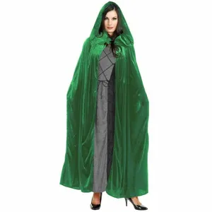 Thick Halloween Hooded Velvet Cloak Unisex Cosplay Costume Stage Performance Long Cape Robe