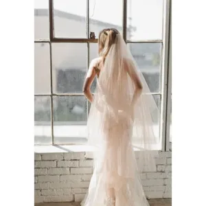 Double layer wedding veil medium length bridal veil tulle bridal hair accessories white