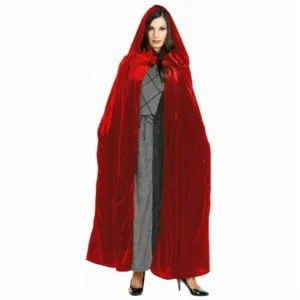 Halloween red velvet hooded cloak cape for cosplay party costume dress up stage performance
