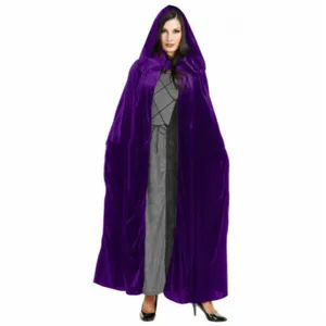 Halloween hooded velvet cloak unisex adult costume purple cosplay stage performance cape