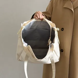 Grosse Kapazitaet Damen Shopper Tasche mit Schleife, stylische Umhaengetasche fuer Alltag und Arbeit.
