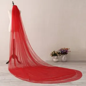 Double Layer Long Wedding Veil With Comb Bridal Veils White Black Red Tulle Veil For Wedding Party Photography