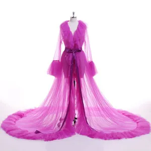 Pink tulle bridal cloak long sleeve sheer cape wedding dress accessory elegant robe overlay