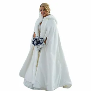 Women Winter Warm Long Velvet Cloak Hooded Cape With Hood Wedding Bridal Outdoor Christmas Performance Apparel