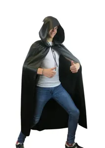 Black hooded cloak cape for Halloween cosplay vampire witch costume role play party wear