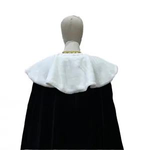 Halloween cosplay velvet cape with white faux fur collar stage performance cloak costume item