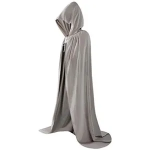 Adult Halloween hooded long solid color cloak cape for cosplay costume party main view