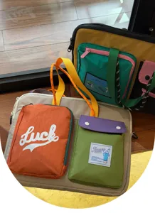 Korean style color block laptop bag casual shoulder messenger bag portable canvas tablet bag