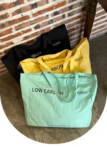 Detailed view of the large capacity canvas tote bag showcasing neat stitching and textures.