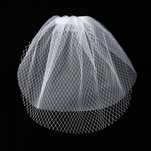 Bridal Tulle Veil Short White Mesh Wedding Headpiece Retro Veil For Bride Photo Shoot Bridal Hair Accessories