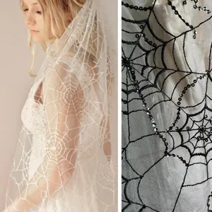 Velo de Encaje de Telaraña Gótico de Halloween para Mujer Velo de Malla Corto Accesorios para el Cabello de Fiesta Tocado