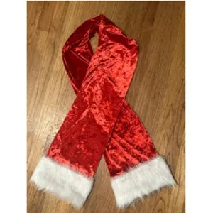 Sciarpa di Natale in velluto rosso con bordo in pelliccia sintetica bianca per costume.