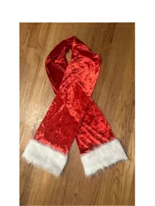 Sciarpa in velluto rosso di Natale con pelliccia sintetica bianca accessorio festivo