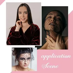 Discover our elegant black dotted mesh veil mask, perfect for fashion parties and chic styling.