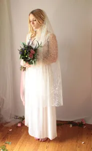 Velo de novia de encaje con telaraña blanca corto de una sola capa accesorio de Halloween