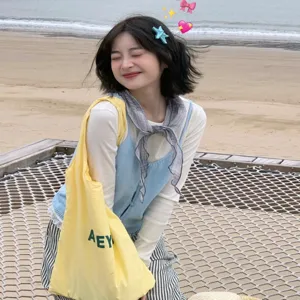 Koreanische lässige Canvas-Tasche für Damen, große Schultertasche für den Pendelverkehr.