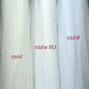 Bridal wedding veil fabric detail showing ivory off-white and pure white color options.