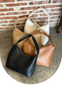 Soft leather shoulder bag minimalist hobo underarm bag stylish casual women handbag