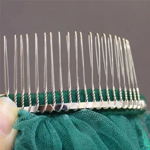 Dark green bridal veil with metal comb, elegant wedding hair accessory attachment for brides.