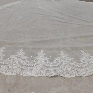 Witte ivoeren kant bruidssluier grote kathedraal bruid sluier cape accessoire mooi