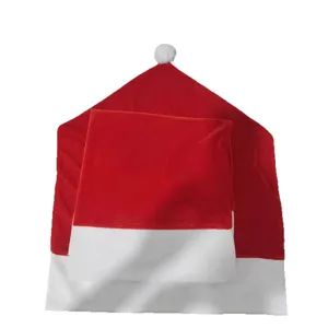Fodera per sedia berretto di Babbo Natale, decorazione natalizia in morbido velluto rosso.