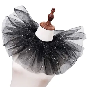 Schwarze glitzernde Tüll-Halskrause Theaterkostüm Accessoire Gothic Bühne Cosplay Kragen