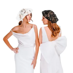 Elegant floral lace head covering bridal veil mantilla scarf for women wedding fashion accessory.