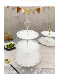 plat de fruits en plastique blanc à 3 étages style européen présentoir à gâteaux pour fête maison