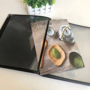Professionelle Leder Menümappe Restaurant Hotel Menühülle Lose Blätter Transparente Einlage Geschäfts Menühalter