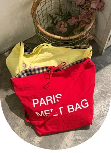 Ιαπωνική vintage τσάντα ώμου shopper από καμβά με γράμματα μεγάλης χωρητικότητας και στιλ.