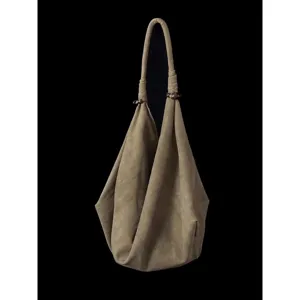 Detailansicht der Damen Canvas Slouchy Schultertasche, Vintage texturierte Handtasche.