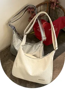 Elegante gewebte Umhängetasche für Damen, modische Hobo Tasche für Alltag und Arbeit.