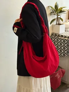 Korean style gathered drawstring cloud bag women's large capacity casual shoulder crossbody bag