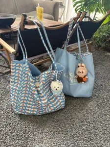 Τσάντα shopper καμβά κορεατικού στιλ, μεγάλη χωρητικότητα διπλής όψης για γυναίκες καθημερινά.