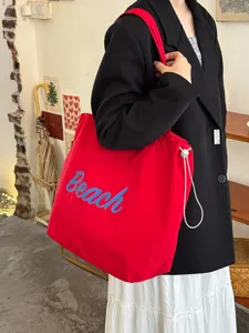 Koreanischer Stil große Kapazität Segeltuch Tragetasche rote lässige Schultertasche für Schule.
