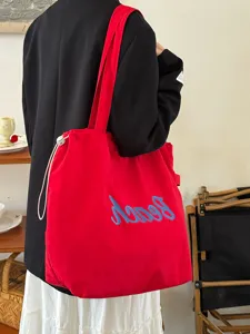 Koreanischer Stil Leinwand Shopper Tasche mit Buchstaben Druck, grosse Freizeittasche.