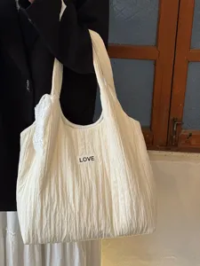 Weisse Leinwand Tragetasche grosse Kapazitaet minimalistische Schultertasche Tasche