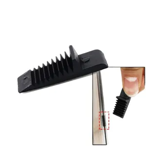 Black plastic glass wedge shim for aluminum windows, serrated design for secure fixing.